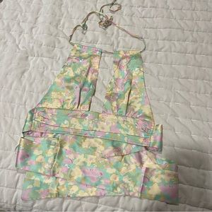 FLORAL SATIN ADJUSTABLE CROP TOP